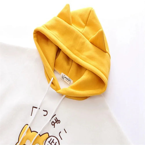 Load image into Gallery viewer, Women Cartoon Dog Embroidery Harajuku Hoodies Sweatshirts 2020 Winter Patchwork Hooded Plus Velvet Pullovers
