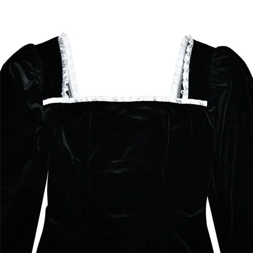 Load image into Gallery viewer, Square Collar Backless Bandage Sexy T-shirt Women Autumn Winter New Black Shoulder Pad Sleeve Skinny Sexy Party Tops
