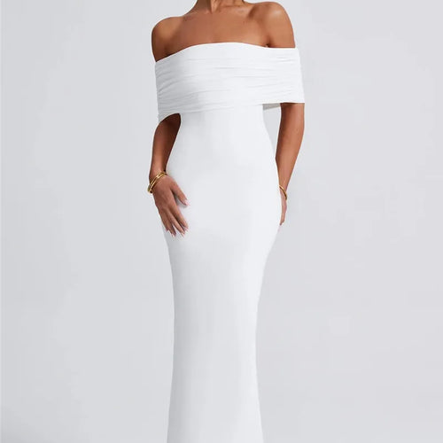 Load image into Gallery viewer, Strapless Backless Sexy Maxi Dress For Women Black Solid Off-shoulder Sleeveless Bodycon Club Party Long Dress Elegant
