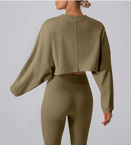 2025 Long Dolman Sleeve Sweater Sport T-shirt Women Pullover Outdoor Fitness Blouse Loose Casual Gym Workout Running Yoga Shirts