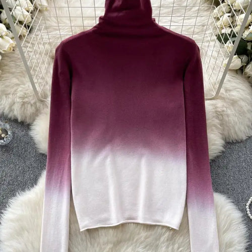 Load image into Gallery viewer, Women Vintage Elegant Long Sleeved Gradual Knitted Sweater Female Autumn New Turtleneck Slim Pullover Tops Fashion Versatile Y2k
