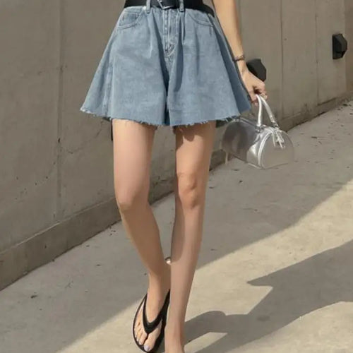 Load image into Gallery viewer, Black Washed Wide-leg Denim Shorts Woman All-match Blue Streetwear Fashion Casual Button Pockets High Waist Summer Korean Style
