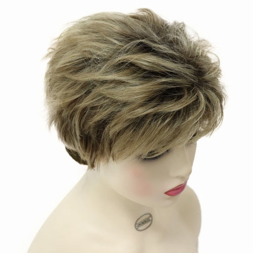 Load image into Gallery viewer, Synthetic Wigs for Women Natural Curly Short Hairstyles Pixie Cut Wig with Bangs Mixed Blonde Brown Ombre Curly Wigs
