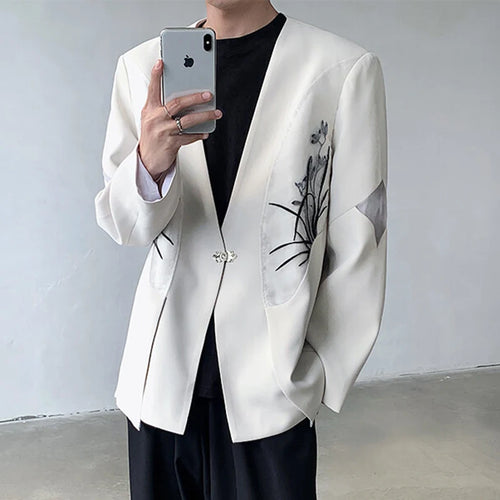 Load image into Gallery viewer, Male Suit Coat New Chinese Orchid Embroidery Decoration Single Breasted Trendy Handsome Men's Casual Clothing 9W1702
