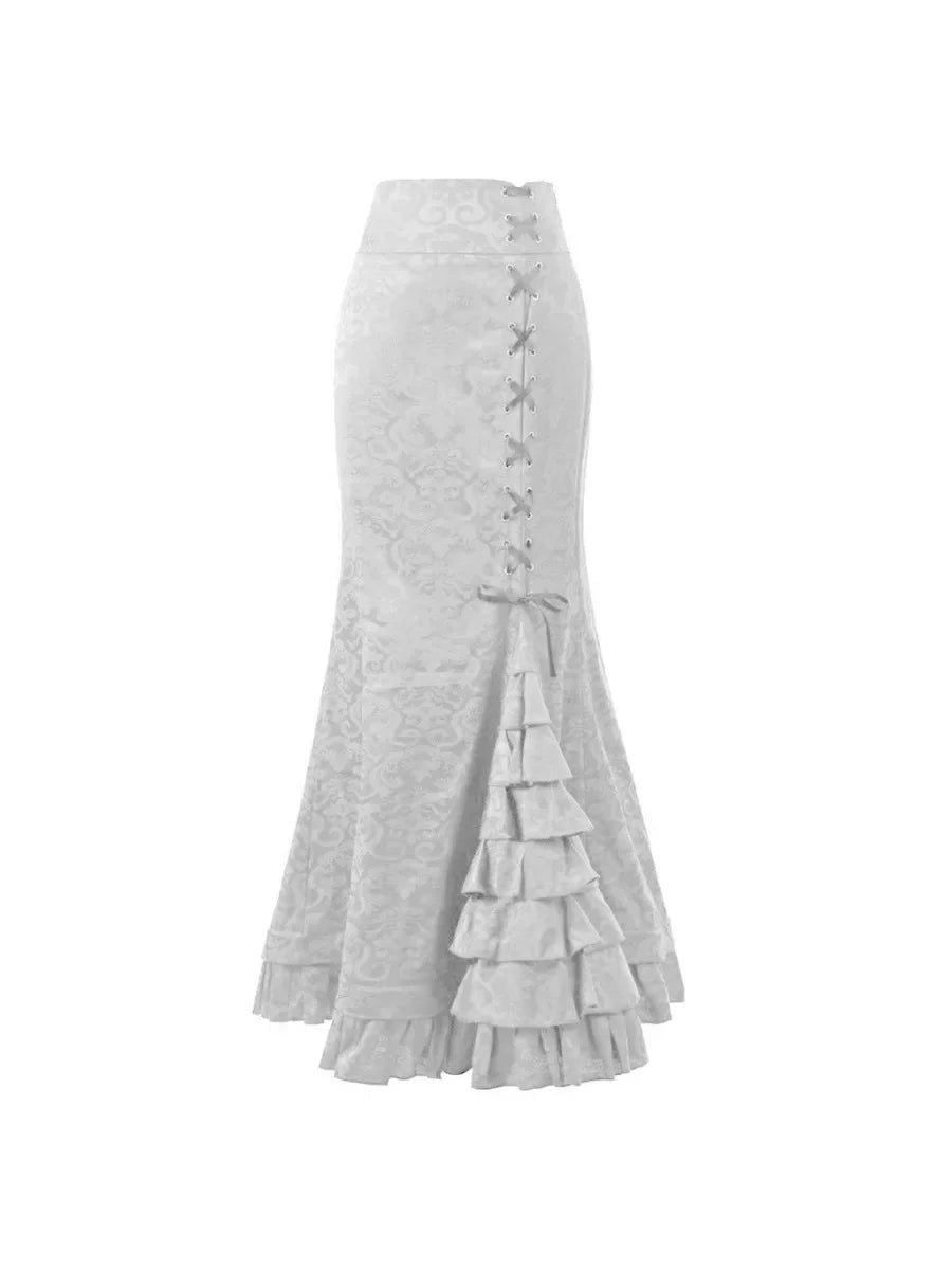 Hit Color Spliced Lace Up Skirts for Women High Waist Temperament Skirt Female Fashion Style New