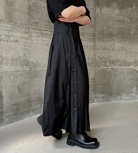 Niche Style Men's Pants New Trendy Wrinkle Chic Single Breasted Loose Straight Trousers Wide Leg Male Bottom Tide 9C7093