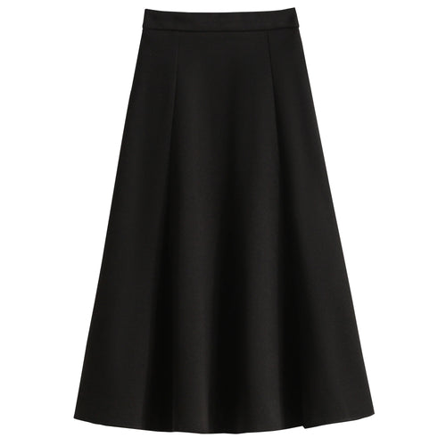 Load image into Gallery viewer, Autumn Winter Black Brown Oversized Woolen Long Skirt Women Fashion Korean Ladies Red High Waist Festival Pleated A-line Skirts
