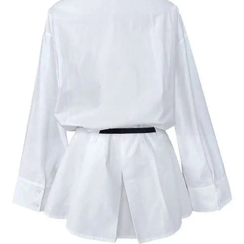 Load image into Gallery viewer, Women White Hem Pleated Elegant Big Size Mini Shirt Dress New Lapel Long Sleeve Fashion Tide Spring Autumn 2025 1DH9552
