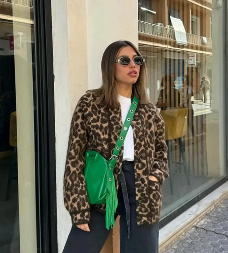 Autumn Leopard Jacket Coat Women 2024 New Arrivals O Neck Single Breasted Jacket Casual Female Coat