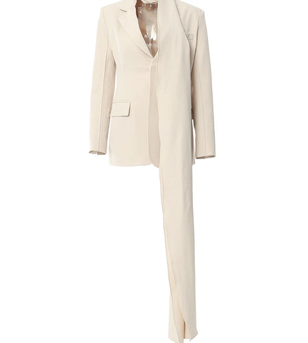 Women Apricot Irregular Big Size Elegant Blazer New Scarf Collar Long Sleeve Jacket Fashion Spring Autumn 2025 1DH4167