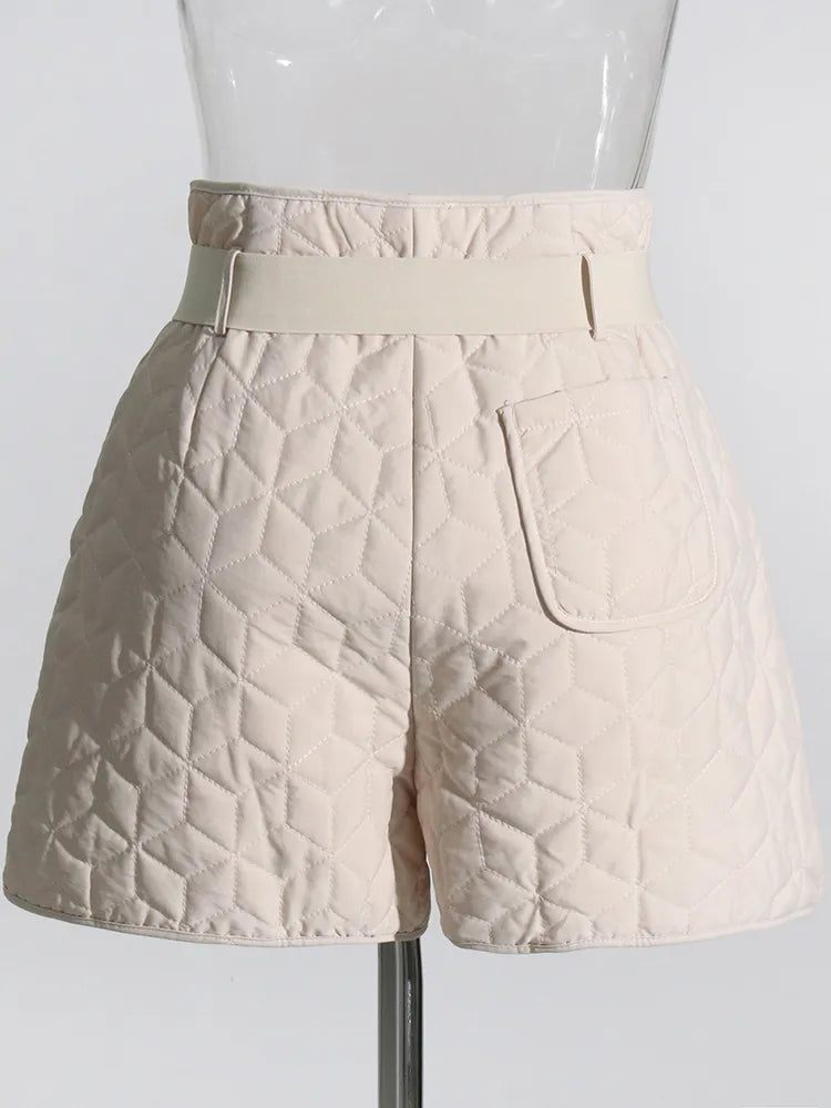 Winter Shorts For Women High Waist Patchwork Pocket Minimalist Patchwork Drawstring Casual Short Pants Female