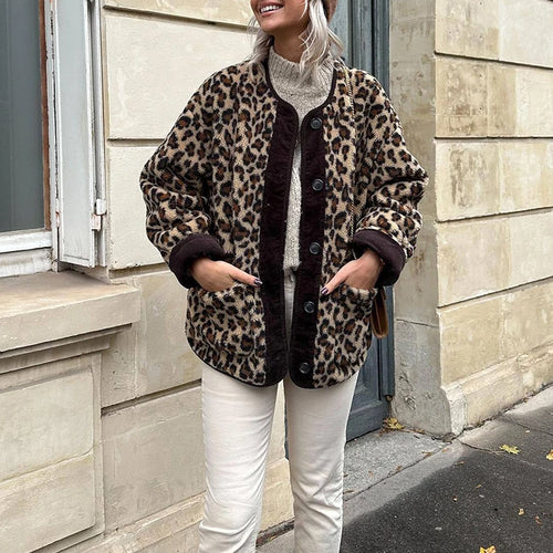 Load image into Gallery viewer, Autumn Leopard Jacket Coat Women 2024 New Arrivals O Neck Single Breasted Jacket Casual Female Coat
