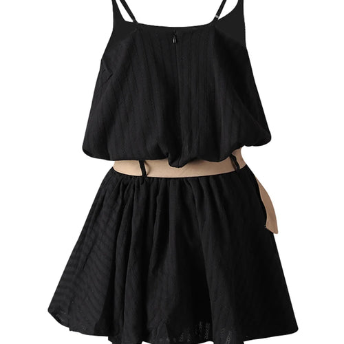 Load image into Gallery viewer, Women White Belted Elegant Spaghetti Strap Mini Dress New Round Neck Sleeveless Fashion Tide Spring Summer 2025 CPG3145
