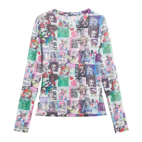 Load image into Gallery viewer, Ropa Mujer Crop T Shirts Women's Clothes Slim Fit Long Sleeve Tees Y2k Tops Japanese Camisetas Cartoon Cute fashion Tshirt
