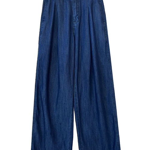 Load image into Gallery viewer, High Waist Blue Denim Thin Casual Pocket Wide Leg Jeans New Women Trousers Fashion Tide Spring Autumn 2025 1DJ1212
