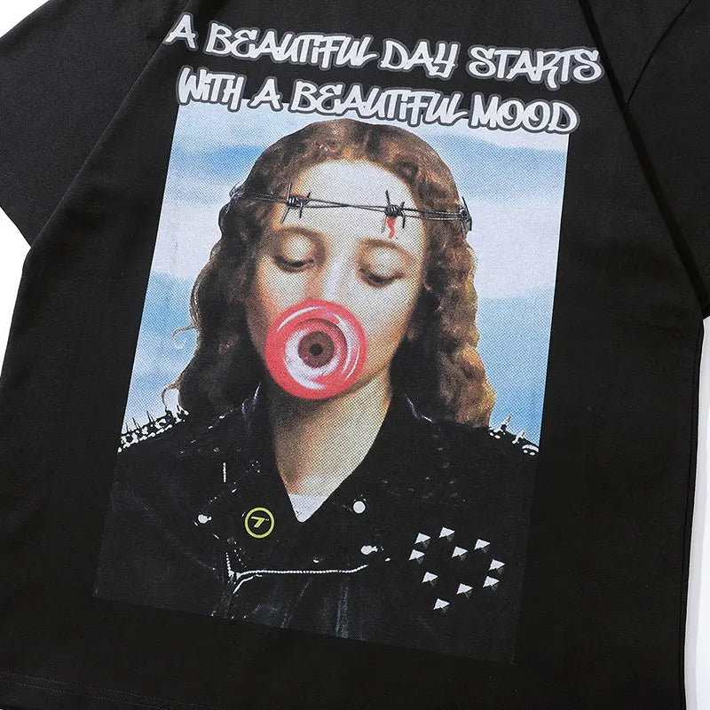 Hip Hop Tshirt Streetwear Girl Graphic Printed Short Sleeve T-Shirts Hip Hop Punk Gothic Oversize Tops Harajuku Casual Baggy Tee