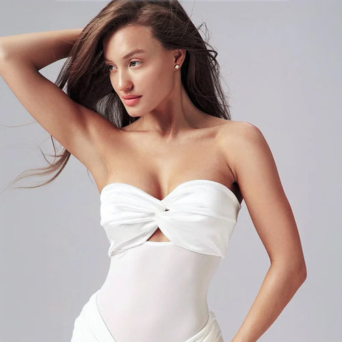 Load image into Gallery viewer, Sexy 2 Pieces Sets For Women Off-shoulder Strapless Hollow Out Bodysuit And Hot Skirt Two Pieces Sets Sexy Suit
