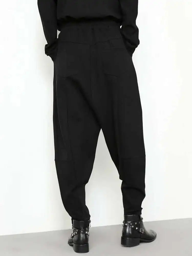 High Elastic Waist Black Pockets Casual Harem Pants New Loose Fit Trousers Women Fashion Tide Spring Autumn 2025 1DF4689