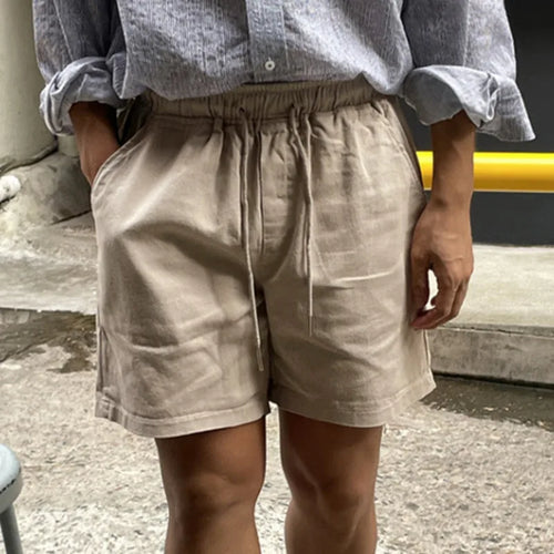 Load image into Gallery viewer, Simple Male Shorts Casual Lace-up Straight Wide Leg Men&#39;s Loose Trousers Solid Color Menwear Fashion Summer 9C6336
