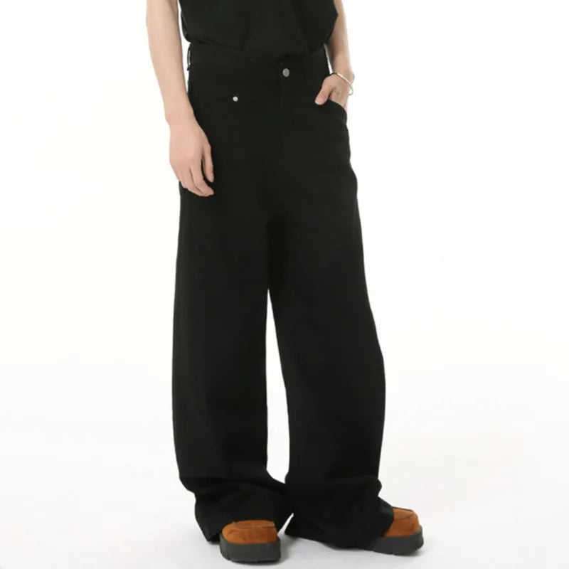 Deconstruction Men's Jeans New Trendy High Street Style Straight Leg Line Design  Solid Color Casual Menwear 9W1686