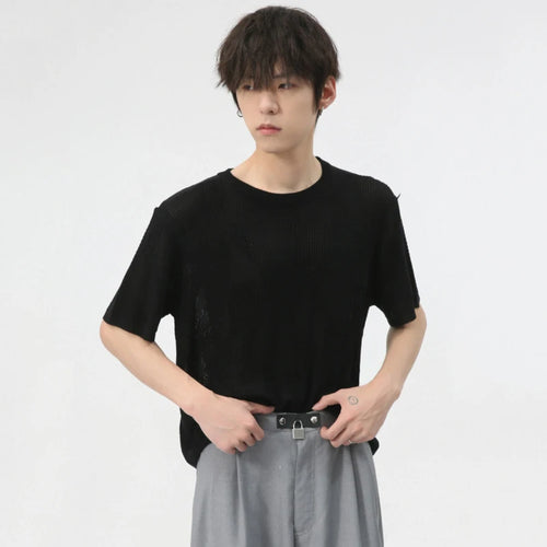 Load image into Gallery viewer, Minimalist Thin Men&#39;s Tops Loose Casual Round Neck Short Sleeve T-shirt Summer New Stylish Male Clothing 9C6023
