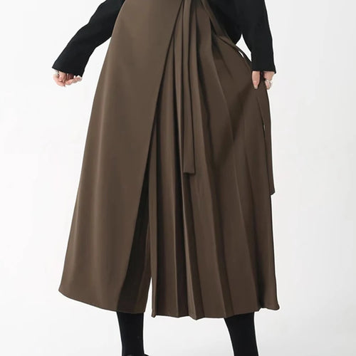 Load image into Gallery viewer, High Elastic Waist Bandage Pleated Elegant Wide Leg Pants New Trousers Women Fashion Tide Spring Autumn 2025 1DH9564
