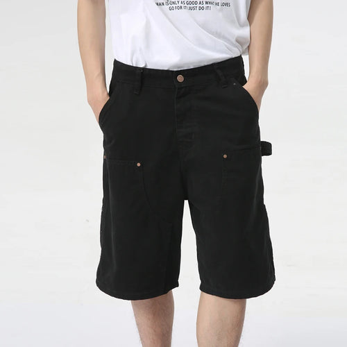 Load image into Gallery viewer, Men&#39;s Wear Knee Length Denim Shorts Summer Multi Pocket Loose Jeans Solid Color Japanese Style Male Overalls 9C6027
