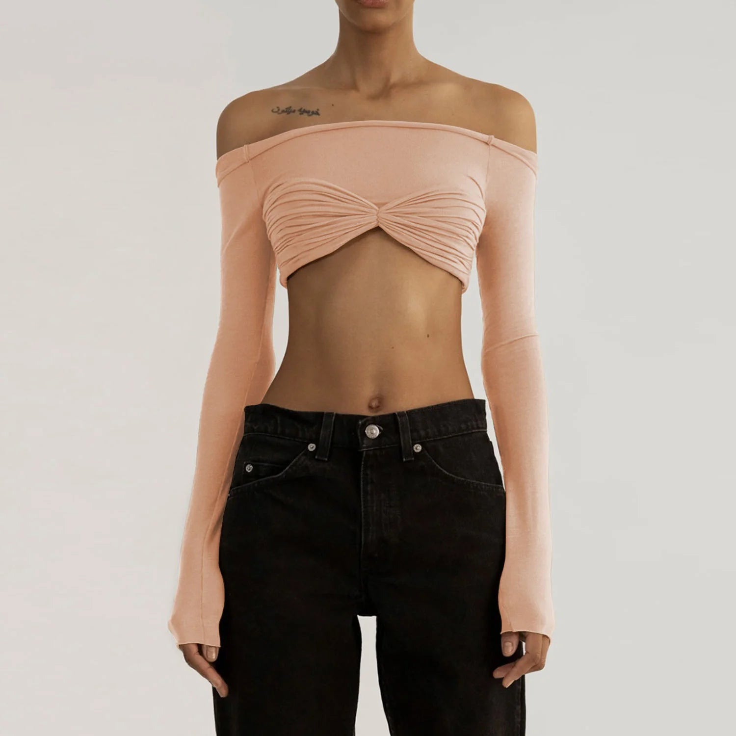 See Through Mesh Crop Top Women Pullovers Strapless Short Knit Cropped Tops Ladies Tee Shirt Sexy Off-shoulder T-shirt