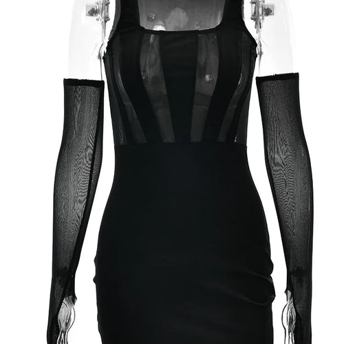 Load image into Gallery viewer, Sexy Spaghetti Strap Splicing Tight Skirt Women Fashion Backless Dress Slim Perspective Velvet Splicing Wrap Skirt 2025
