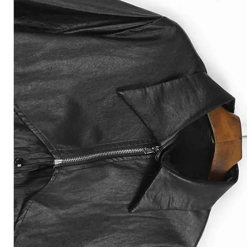 Load image into Gallery viewer, Women Black Pu Leather Pleated Big Size Mini Shirt Dress New Lapel Long Sleeve Fashion Tide Spring Autumn 2025 1DH7337
