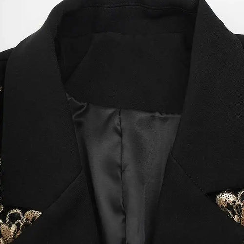 Load image into Gallery viewer, Women Black Sequins Flower Big Size Elegant Blazer New Lapel Long Sleeve Jacket Fashion Tide Spring Autumn 2025 CPG2430
