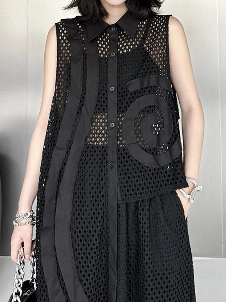 Big Size Black Grid Vest Wide Leg Pants Two Piece Suit New Lapel Sleeveless Women Fashion Tide Spring Autumn 2025 1DJ1417