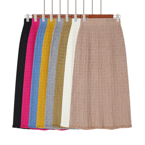 Load image into Gallery viewer, Women Solid Straight Slim Knitted Midi Skirt 2023 Autumn Winter Vintage Elegant Elastic High Waist Tassel Wrap Hip Skirts Female
