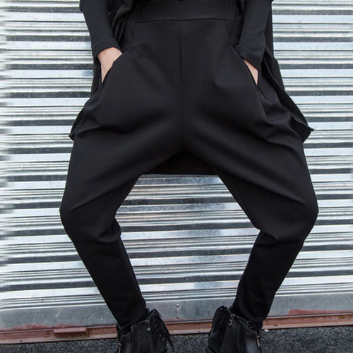 Load image into Gallery viewer, High Elastic Waist Black Split Joint Long Harem Trousers New Loose Fit Pants Women Fashion Tide Spring Autumn 2025 1Z317
