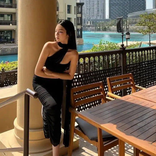 Load image into Gallery viewer, Women's Elegant Sleeveless Mesh Dress, Double Layer Bodycon, Pleated, Long, Tight, Party, Club, Evening
