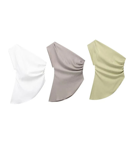 2024 Asymmetric T-shirt New Women's Fashion Trend Spicy Girl Celebrity Temperament Off Shoulder Top