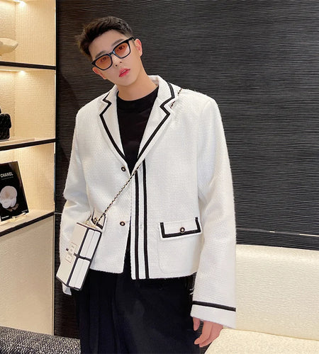 Men Jacket New Korean Turn-down Collar Design Patchwork Handsome Single Breasted Stylish Male Clothing Mulit Pockets 9W1582