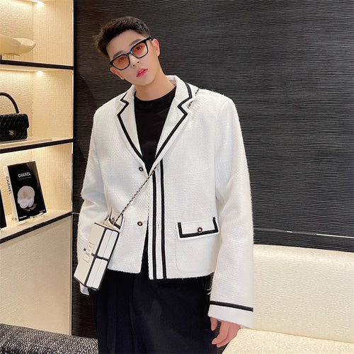 Load image into Gallery viewer, Men Jacket New Korean Turn-down Collar Design Patchwork Handsome Single Breasted Stylish Male Clothing Mulit Pockets 9W1582
