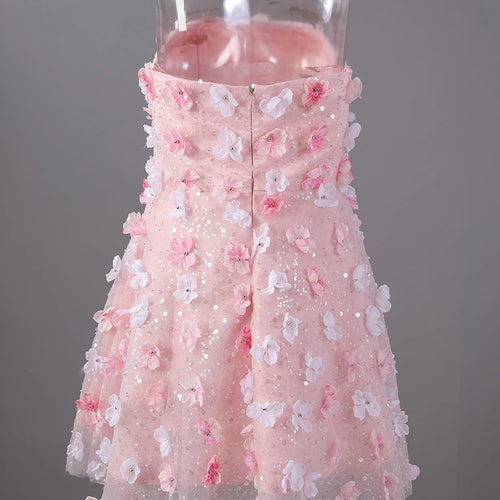 Load image into Gallery viewer, Women Three-dimensional Flower Rhinestones Mini Strapless Dress New Sleeveless Fashion Tide Spring Autumn 2025 CPG2978
