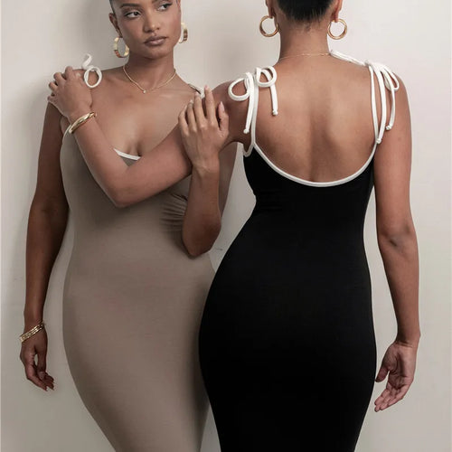 Load image into Gallery viewer, Spaghetti Strap Lace-up Sexy Maxi Dress For Women Gown Fashion Sleeveless Backless Bodycon Evening Sexy Long Dress
