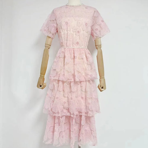 Load image into Gallery viewer, Hit Color Slimming Casual Elegant Dresses For Women O Neck Short Sleevehigh Waist Temperament Long Dress Female New
