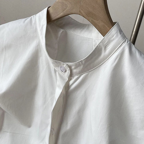 Load image into Gallery viewer, Women White Shaped Elegant Vintage Blouse New Stand Collar Sleeveless Shirt Fashion Tide Spring Summer 2025 1DJ1479

