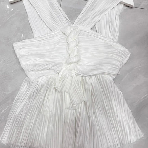 Load image into Gallery viewer, Solid Minimalist Spliced Folds Vest For Women V Neck Sleeveless Tunic Slimming Vests Female Fashion Style Clothes
