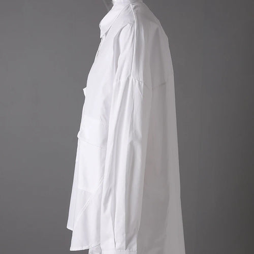 Load image into Gallery viewer, Women White Pocket Spliced Big Size Casual Blouse New Lapel Long Sleeve Shirt Fashion Tide Spring Autumn 2025 30A1910
