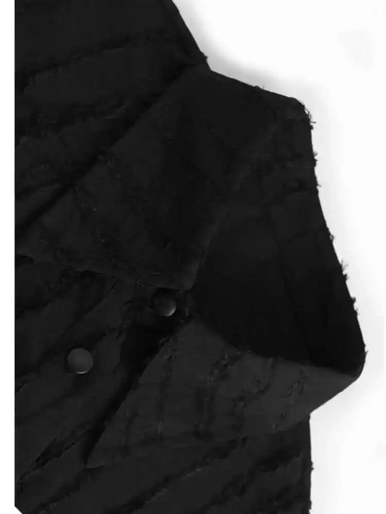 Women Black Irregular Tassels Big Size Vintage Blouse New Lapel Long Sleeve Shirt Fashion Tide Spring Autumn 2025 1DH7095