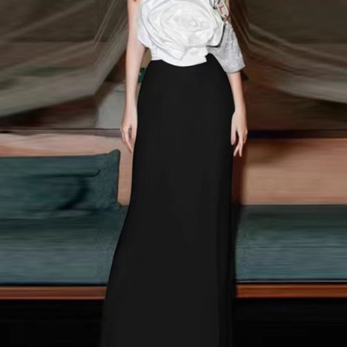 Load image into Gallery viewer, Hit Color Slimming Spliced Appliques Dresses For Women Strapless Sleeveless High Waist Temperament Dress Female New
