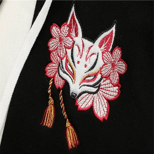 Load image into Gallery viewer, Black Harakuju Fox Embroidery Casual Women Hoodies Winter Flare Sleeve Hooded Sweatshirts Female Korean Pullover Tracksuits
