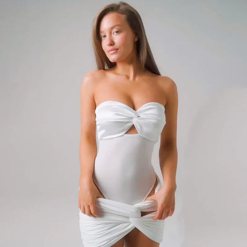 Load image into Gallery viewer, Sexy 2 Pieces Sets For Women Off-shoulder Strapless Hollow Out Bodysuit And Hot Skirt Two Pieces Sets Sexy Suit
