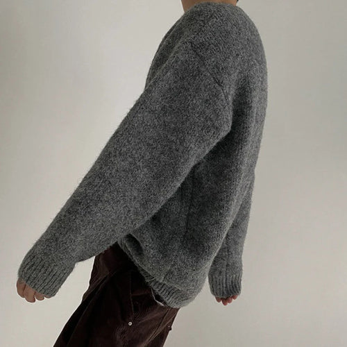 Load image into Gallery viewer, Men&#39;s Knitting Top Casual Loose Round Neck Pullover Sweater Autumn Korean Fashion Male Solid Color Knits 9C2387
