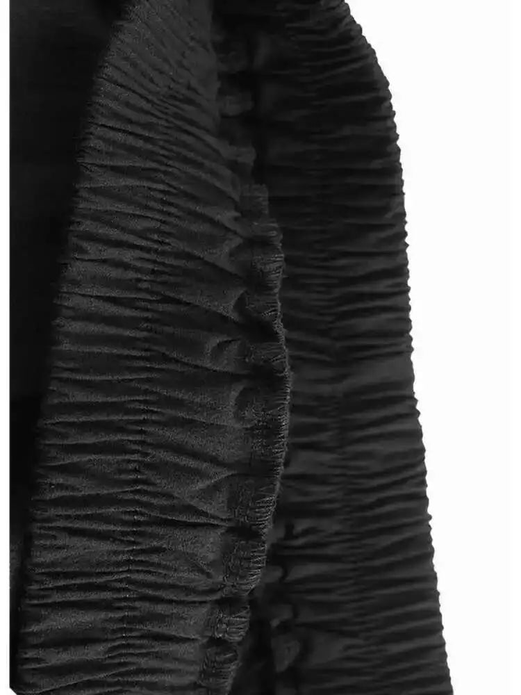 High Elastic Waist Black Dot Printed Irregular Long Wide Leg Pants New Trousers Women Fashion Spring Autumn 2025 1DH9642